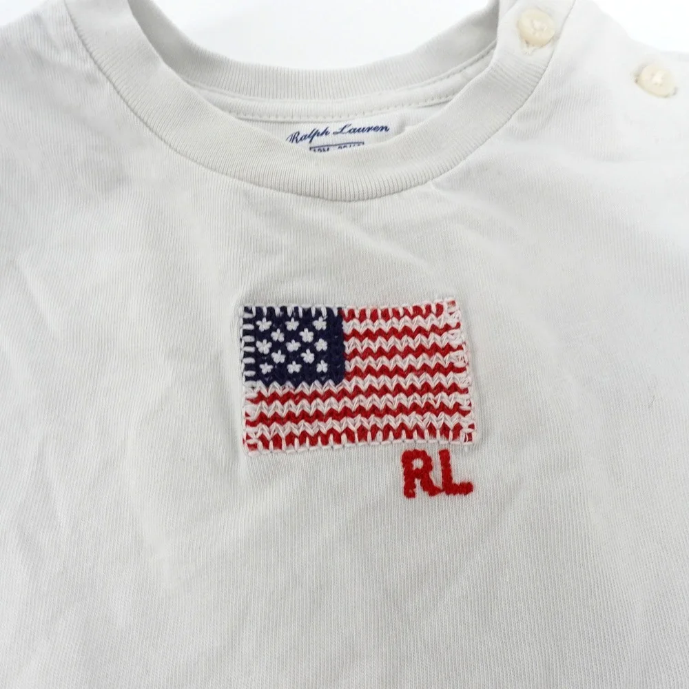 Ralph Lauren Kids 12M Off White American Flag T-Shirt and Shorts Set 2pc